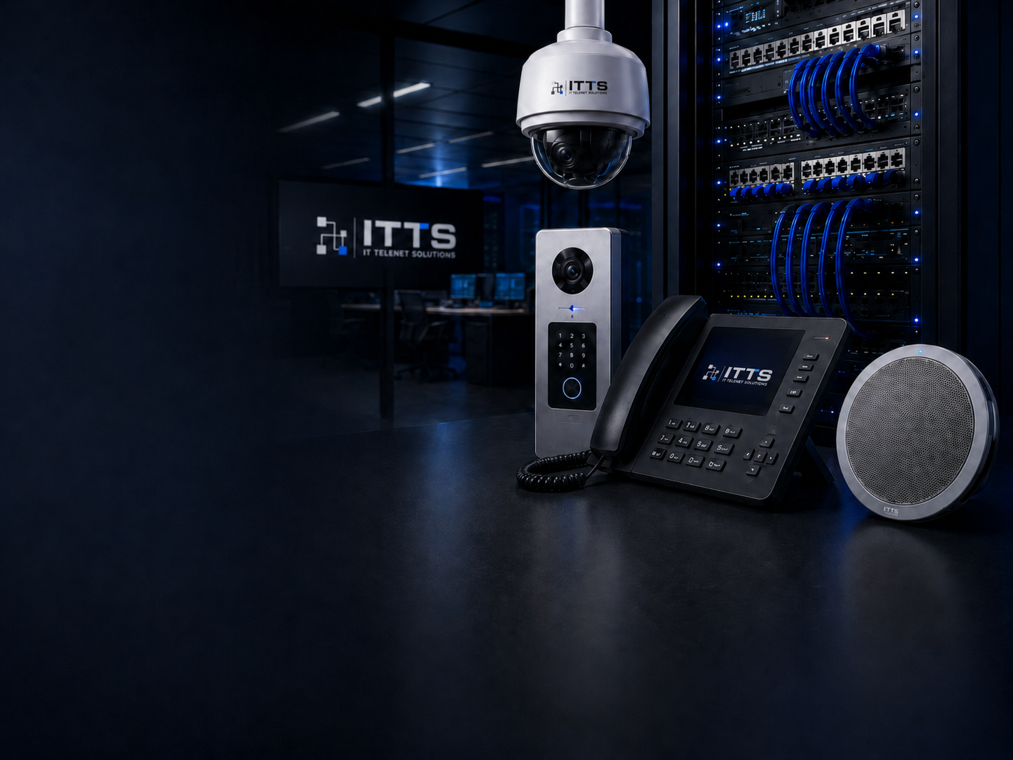 Integrated low-voltage systems including CCTV, structured cabling, business networking, VoIP, access control, intercom, and commercial audio