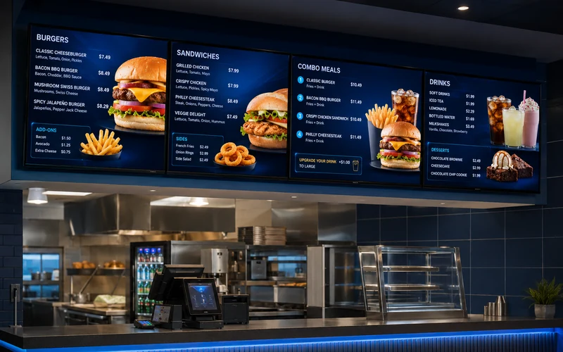 Restaurant digital menu board display system